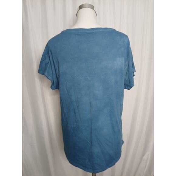 Handmade Batik Painted Tie Dye Seashell Hibiscus Blue Tropical T-Shirt Large - Picture 3 of 8